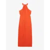 Reiss Womens Erika Halterneck Woven Midi Dress Red In Red