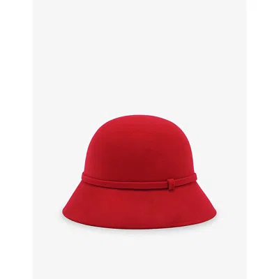 REISS WOMENS RED FELICITY FELTED-WOOL BUCKET HAT