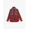 Reiss Womens Jade Paisley-print Woven Top Red In Purple
