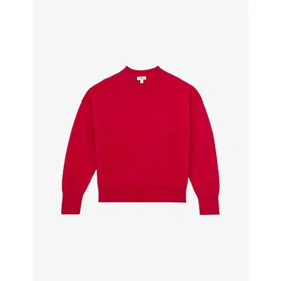 Reiss Womens Red Misha Brushed Crewneck Cashmere Knitted Jumper In Purple