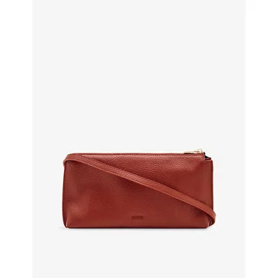 Reiss Womens Red Muriel Leather Cross-body Bag
