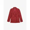 Reiss Womens Red Ottelie Jacquard Double-breasted Woven Blazer In Red
