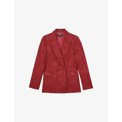 REISS WOMENS REISS OTTELIE JACQUARD DOUBLE-BREASTED WOVEN BLAZER