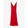 Reiss Red Cowl-neck Sleeveless Maxi Dress In Red