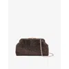 Reiss Womens Chocolate Adaline Chain-strap Crystal-embellished Woven Clutch Bag In Brown