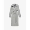 Reiss Womens  Alba Check-pattern Wool-blend Trench Coat In Black/white