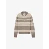 Reiss Alexa Stripe Zip Through Sweater In Neutral/brown
