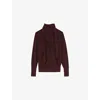Reiss Womens Burgundy Alexis Scarf-tie Long-sleeve Draped Wool Jumper In Burgundy