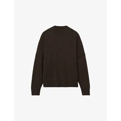 Reiss Womens  Alicia Funnel-neck Relaxed-fit Wool And Cashmere-blend Jumper In Chocolate