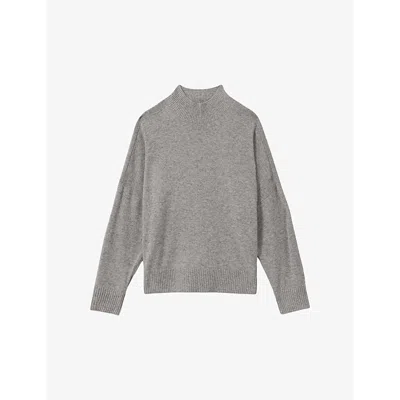 Reiss Womens  Alicia Funnel-neck Relaxed-fit Wool And Cashmere-blend Jumper In Grey Marl
