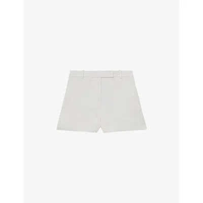 Reiss Womens White Alyx Tailored Linen-blend Shorts