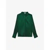 Reiss Ameira Silk Satin Shirt In Green
