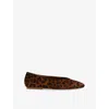 Reiss Animal Leather Rounded-point Toe Ballet Flats
