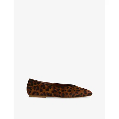 Reiss Womens Animal Amelia Leather Ballet Flats Eur 38/5 Uk