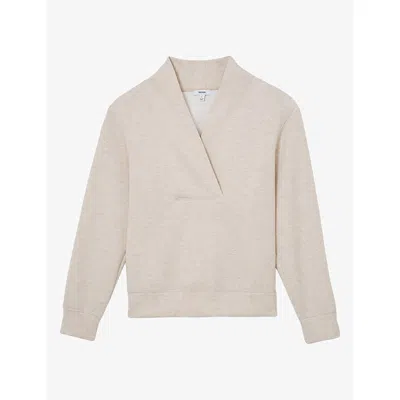 Reiss Annabel Shawl Neck Sweatshirt In Neutral