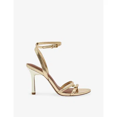 Reiss Womens  Annabelle Leather Heeled Sandals In Gold