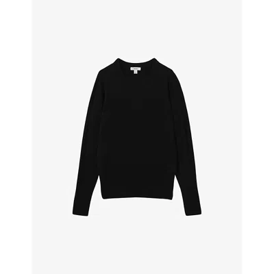 Reiss Womens  Annie Round-neck Wool-blend Jumper In Black