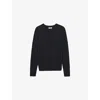 Reiss Womens Navy Anya Open Stitch-detail Wool-blend Jumper In Blue