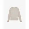 Reiss Womens Oatmeal Neutral Anya Open Stitch-detail Wool-blend Jumper