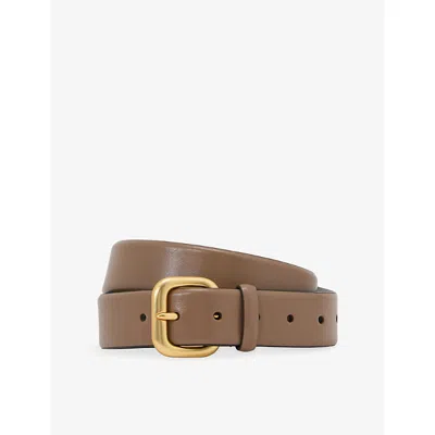 Reiss Womens  Arden Square-buckle Leather Belt In Brown