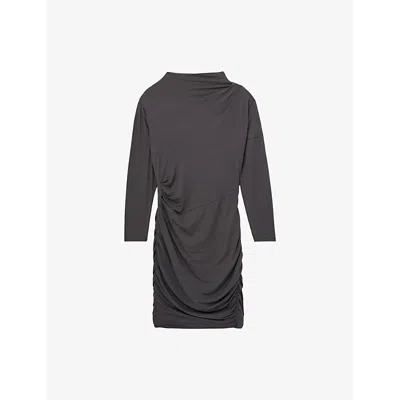 Reiss Womens Ari Ruched Stretch-jersey Mini Dress Charcoal