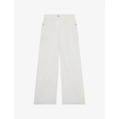 Reiss Womens  Ashby Wide-leg Linen Trousers In White