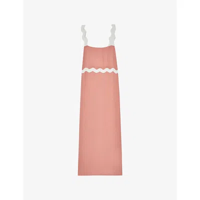 Reiss Womens  Asher Wave-trim Crepe Midi Dress