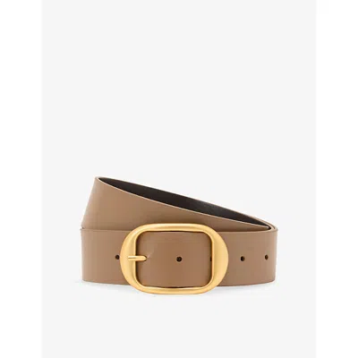 Reiss Womens Taupe Athena Leather Belt In Brown