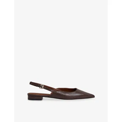 REISS WOMENS CHOCOLATE AUBREY LIZARD-EMBOSSED LEATHER SLINGBACK FLATS EUR 36 / 3 UK