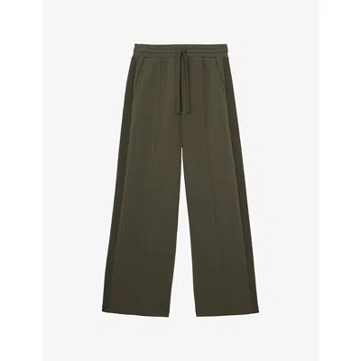 Reiss Womens Khaki Green Bella Side-stripe Stretch-jersey Jogging Bottoms Xs