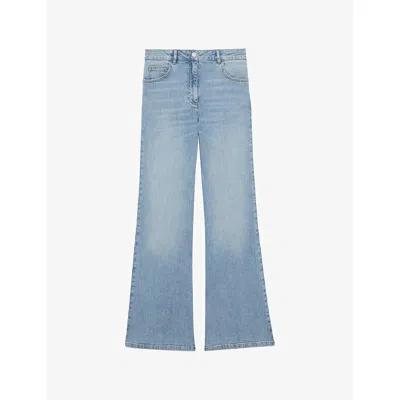 Reiss Womens Light Blue Bonnie Mid-rise Flared-leg Denim Jeans