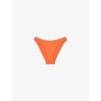 Reiss Womens Coral Orange Carina Mid-rise Bikini Briefs In Red