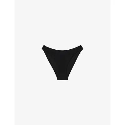 REISS WOMENS BLACK CARINA MID-RISE BIKINI BRIEFS