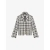 Reiss Womens Grey Check Carly Single-breasted Checked Cotton Jacket