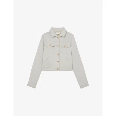 Reiss Womens Neutral Carmen Lyocell And Linen Trucker Jacket In White