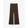 Reiss Womens  Claude Pinched-seam Flared-leg High-rise Stretch-woven Trousers In Chocolate Brown