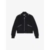 Reiss Womens Navy Cleo Epaulette Short Brushed-wool Bomber Jacket In Blue
