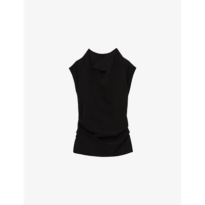 Reiss Womens Cobi Sleeveless Stretch-woven Top Black