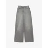 Reiss Washed Grey Crete Wide Leg Flared Jeans In Washed Grey