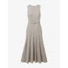 Reiss Danni Cap Sleeve Belted Workwear Dress In Grey