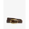 Reiss Womens Chocolate Drew Oval-buckle Patent-leather Belt In Brown