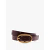 Reiss Oxblood Patent Leather Oval Buckle Belt In Oxblood