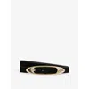 Reiss Womens Edna Flat-edge Buckle Leather Belt Black In Black
