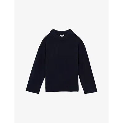 Reiss Womens  Elena Crew-neck Wool-cashmere Knitted Jumper In Navy
