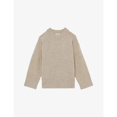 Reiss Womens  Elena Crew-neck Wool-cashmere Knitted Jumper In Oatmeal