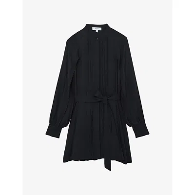 Reiss Womens Navy Eliana Belted Woven Mini Dress In Blue