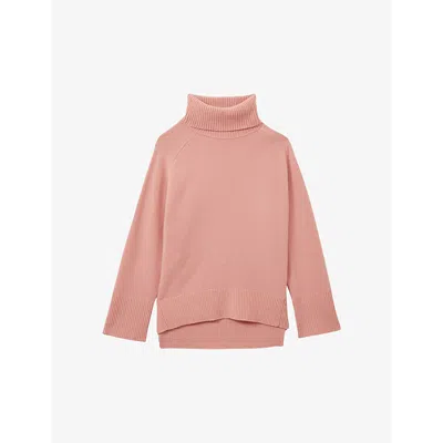 Reiss Womens  Eliza Roll-neck Wool-cashmere Knitted Jumper In Soft Pink