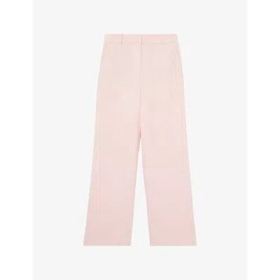 Reiss Womens Pale Pink Emilia Wide-leg High-rise Stretch-woven Trousers