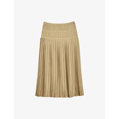 Reiss Womens Gold Eva Pleated Woven Mini Skirt