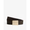 Reiss Womens Eva Square-buckle Suede Belt Chocolate